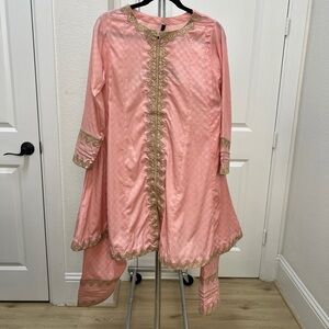 Two Piece Selfprint Frock Style Kurta And Shalwar Set Charizma Pakistani Outfit